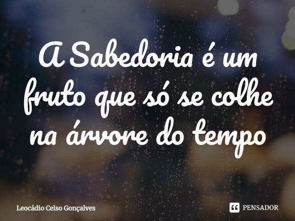 ⁠A Sabedoria é um fruto que só se colhe na árvore do tempo... Frase de Leocádio Celso Gonçalves.