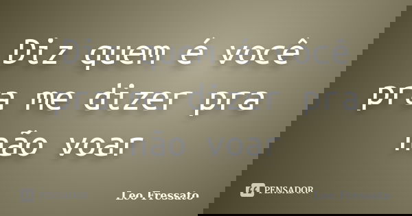 Diz quem é você pra me dizer pra não voar... Frase de Leo Fressato.
