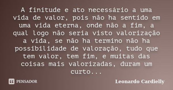 Finitude Da Vida