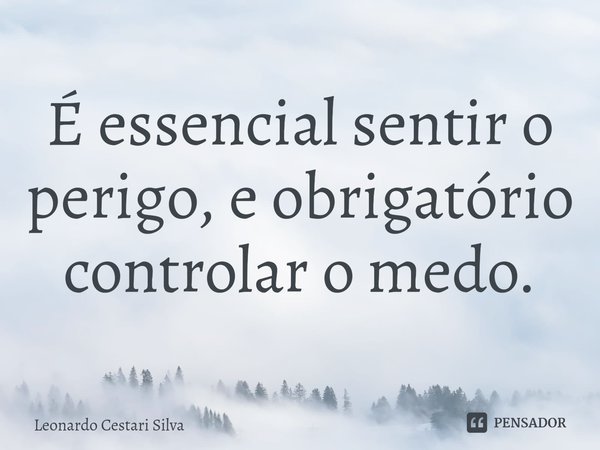 É essencial sentir o perigo, e obrigatório controlar o medo.... Frase de Leonardo Cestari Silva.
