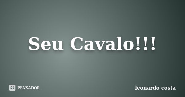 Seu Cavalo!!!... Frase de Leonardo Costa.