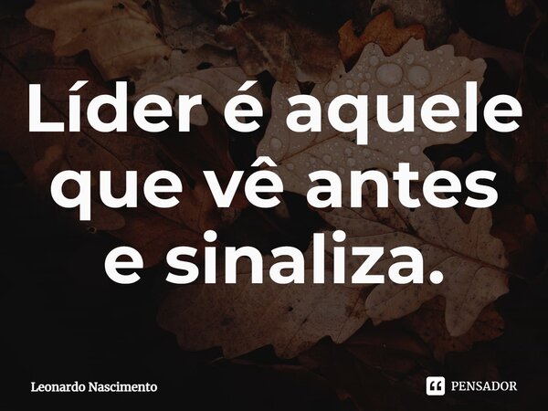 ⁠Líder é aquele que vê antes e sinaliza.... Frase de Leonardo Nascimento.