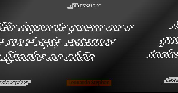 Não importa quem ou o que você seja, estamos todos ligados ao chão.... Frase de Leonardo Stephan.