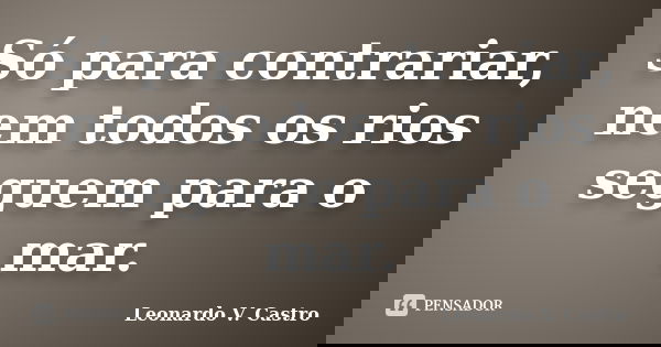 Só para contrariar, nem todos os rios seguem para o mar.... Frase de Leonardo V. Castro.