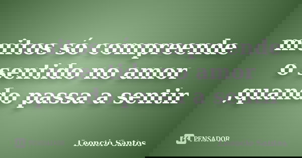 muitos só compreende o sentido no amor ,quando passa a sentir... Frase de Leoncio Santos.