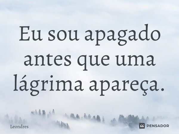 ⁠Eu sou apagado antes que uma lágrima apareça.... Frase de Leondres.