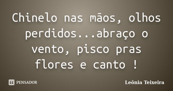 Chinelo nas mãos, olhos perdidos...abraço o vento, pisco pras flores e canto !... Frase de Leônia Teixeira.