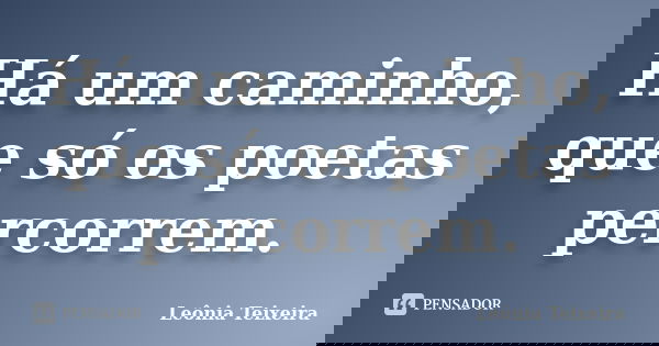 Há um caminho, que só os poetas percorrem.... Frase de Leônia Teixeira.