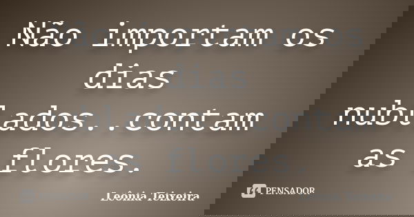 Não importam os dias nublados..contam as flores.... Frase de Leônia Teixeira.
