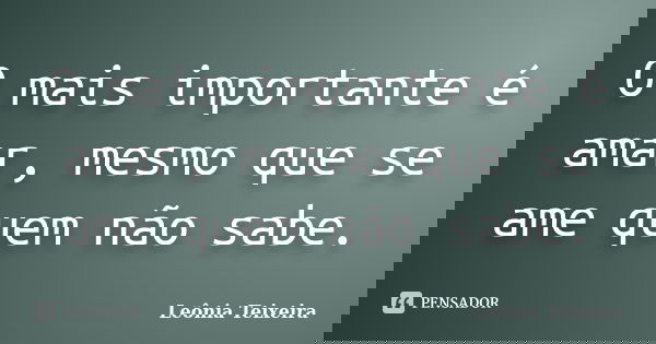 O mais importante é amar, mesmo que se ame quem não sabe.... Frase de leônia Teixeira.