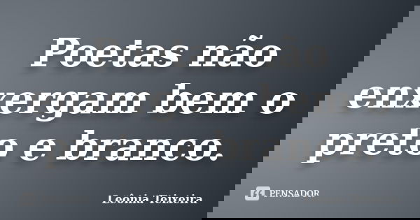 Poetas não enxergam bem o preto e branco.... Frase de Leônia Teixeira.