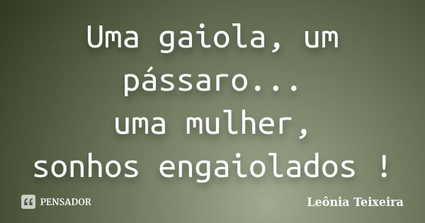 Uma gaiola, um pássaro... uma mulher, sonhos engaiolados !... Frase de Leônia Teixeira.