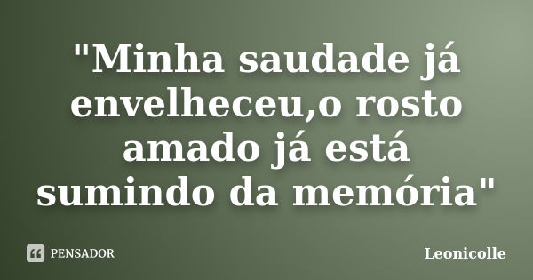 "Minha saudade já envelheceu,o rosto amado já está sumindo da memória"... Frase de Leonicolle.