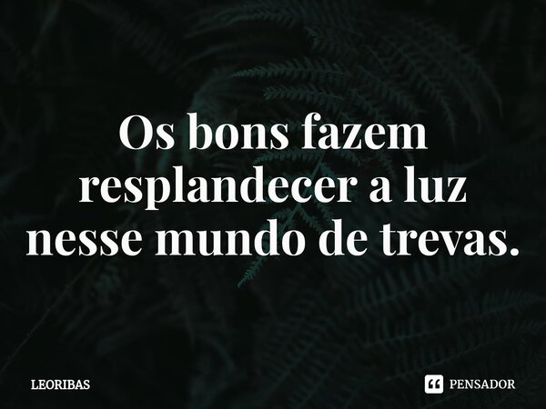 ⁠Os bons fazem resplandecer a luz nesse mundo de trevas.... Frase de LEORIBAS.