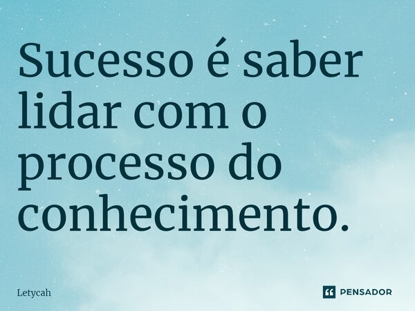 ⁠Sucesso é saber lidar com o processo do conhecimento.... Frase de Letycah.