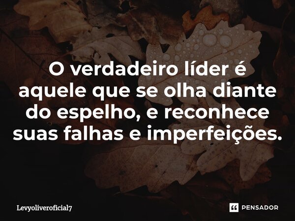 ⁠O verdadeiro líder é aquele que se olha diante do espelho, e reconhece suas falhas e imperfeições.... Frase de LEVYOLIVEROFICIAL7.