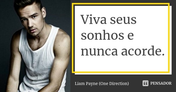 Viva seus sonhos e nunca acorde.... Frase de Liam Payne (One Direction).