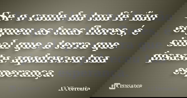 Se o caule da tua fé não ergueu as tuas flores, é sinal que a terra que pisaste apodreceu tua esperança.... Frase de Li Ferreira.