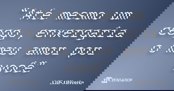 “Até mesmo um cego, enxergaria o meu amor por você”... Frase de Liih Oliveira..