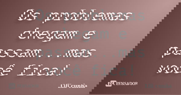 Os problemas chegam e passam...mas você fica!... Frase de Lili Cunha.