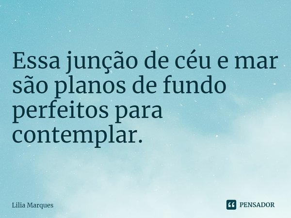 ⁠Essa junção de céu e mar são planos de fundo perfeitos para contemplar.... Frase de Lilia Marques.