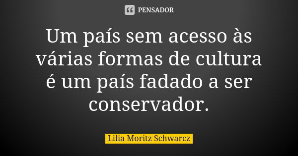 Um país sem acesso às várias formas de cultura é um país fadado a ser conservador.... Frase de Lilia Moritz Schwarcz.