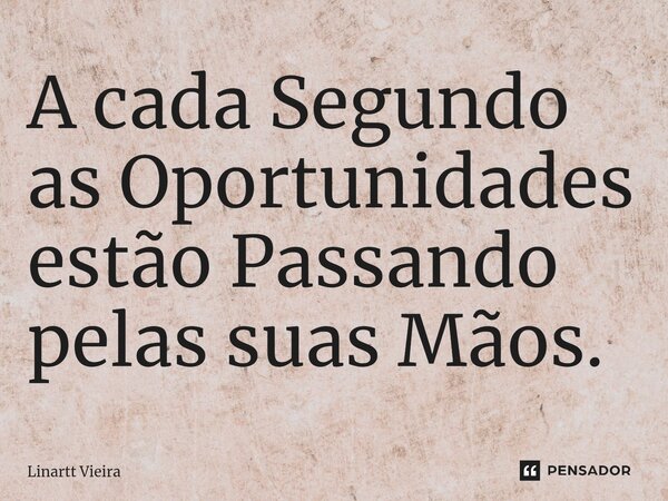 A cada Segundo as Oportunidades estão ⁠Passando pelas suas Mãos.... Frase de Linartt Vieira.