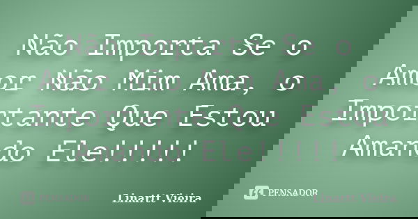 Não Importa Se o Amor Não Mim Ama, o Importante Que Estou Amando Ele!!!!!... Frase de Linartt Vieira.