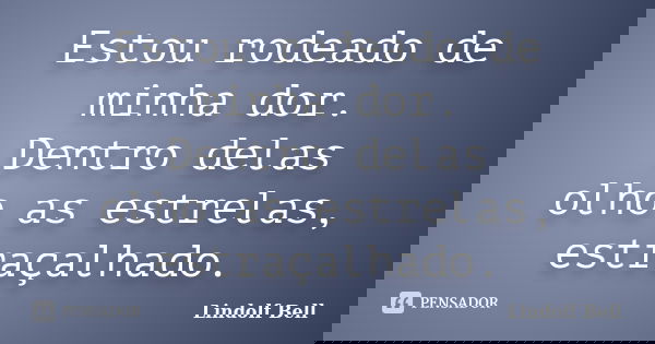 Estou rodeado de minha dor. Dentro delas olho as estrelas, estraçalhado.... Frase de Lindolf Bell.