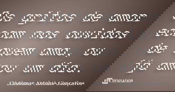 Os gritos de amor ecoam nos ouvidos de quem ama, ou já amou um dia.... Frase de Lindomar Antônio Gonçalves.