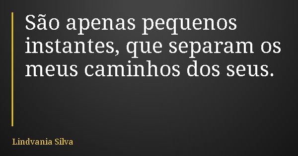 São apenas pequenos instantes, que separam os meus caminhos dos seus.... Frase de Lindvania Silva.