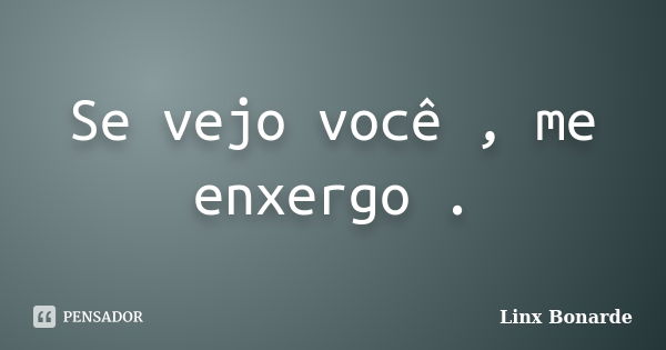 Se vejo você , me enxergo .... Frase de Linx Bonarde.