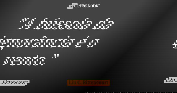 "A bússola da ignorância é o vento."... Frase de Liu C. Bittencourt.