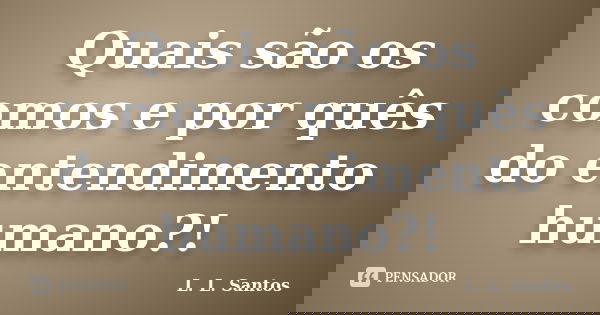 Quais são os comos e por quês do entendimento humano?!... Frase de L. L. Santos.