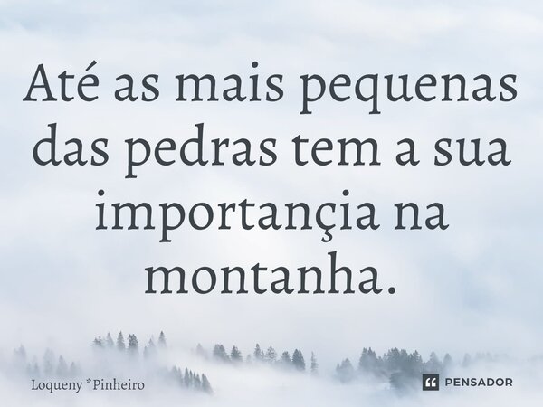 ⁠Até as mais pequenas das pedras tem a sua importançia na montanha.... Frase de Loqueny *Pinheiro.