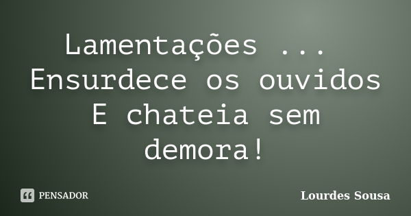 Lamentações ... Ensurdece os ouvidos E chateia sem demora!... Frase de Lourdes Sousa.