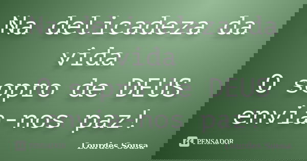 Na delicadeza da vida O sopro de DEUS envia-nos paz!... Frase de Lourdes Sousa.