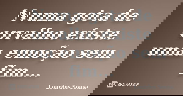 Numa gota de orvalho existe uma emoção sem fim...... Frase de Lourdes Sousa.