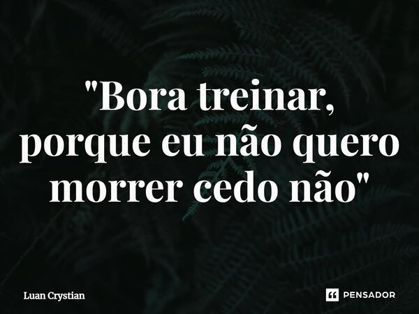 ⁠"Bora treinar, porque eu não quero morrer cedo não"... Frase de Luan Crystian.