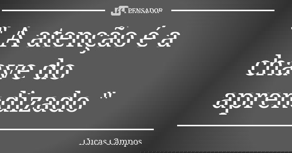 " A atenção é a chave do aprendizado "... Frase de Lucas Campos.