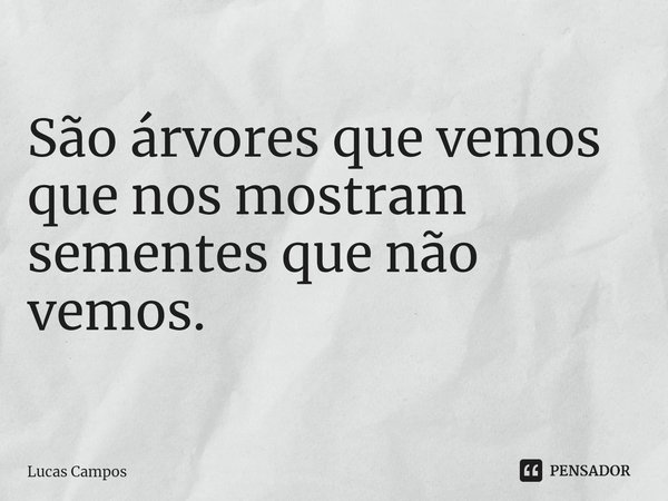 ⁠São árvores que vemos que nos mostram sementes que não vemos.... Frase de Lucas Campos.