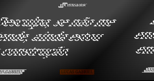 Desculpa, se não me entende, ainda estou em construção.... Frase de Lucas Gabriel.