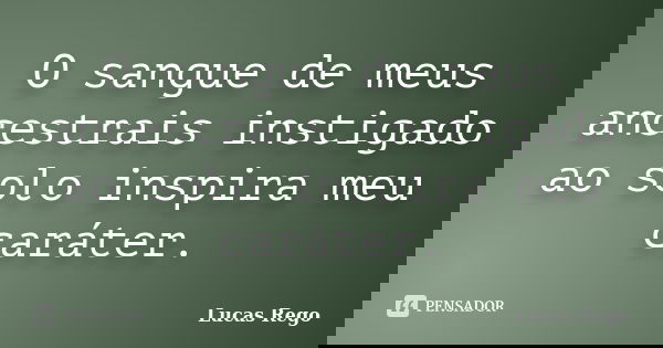 O sangue de meus ancestrais instigado ao solo inspira meu caráter.... Frase de Lucas Rego.