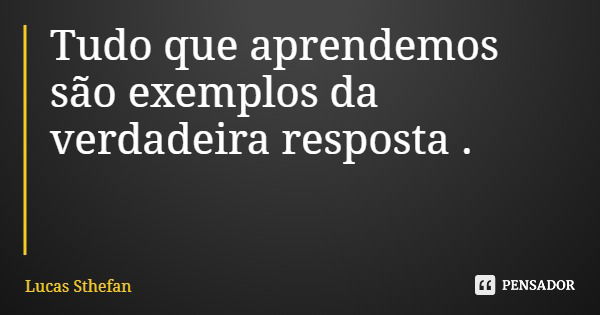 Tudo que aprendemos são exemplos da verdadeira resposta .... Frase de Lucas Sthefan.