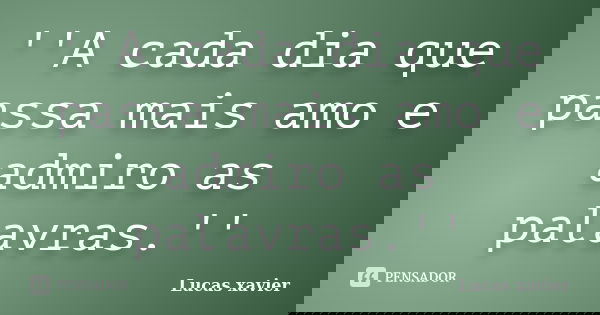 ''A cada dia que passa mais amo e admiro as palavras.''... Frase de Lucas Xavier.