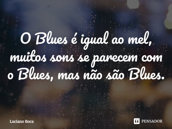 ⁠⁠O Blues é igual ao mel, muitos sons se parecem com o Blues, mas não são Blues.... Frase de Luciano Boca.