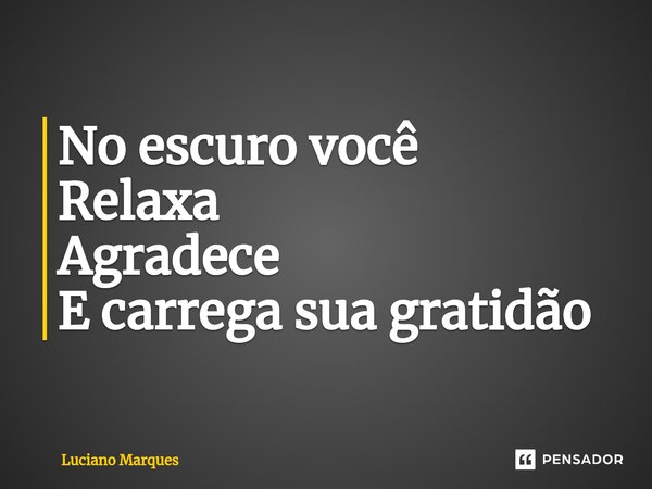 ⁠No escuro você Relaxa Agradece E carrega sua gratidão... Frase de Luciano Marques.