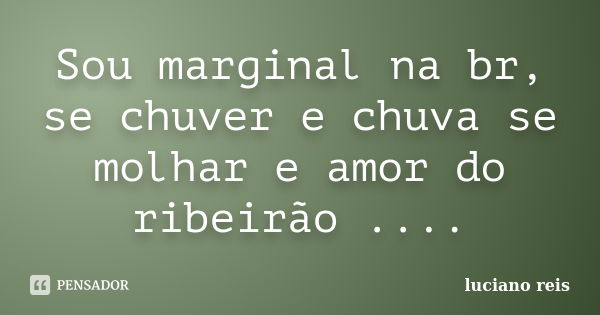 Sou marginal na br, se chuver e chuva se molhar e amor do ribeirão ....... Frase de Luciano reis.