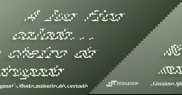 A lua fica calada... No cheiro da madrugada... Frase de Luciano Spagnol - Poeta mineiro do cerrado.