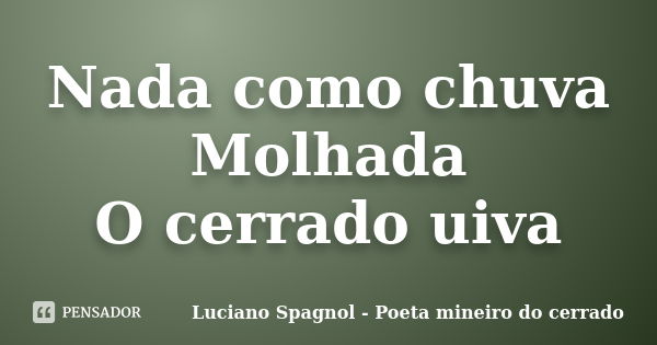 Nada como chuva Molhada O cerrado uiva... Frase de Luciano Spagnol - Poeta mineiro do cerrado.